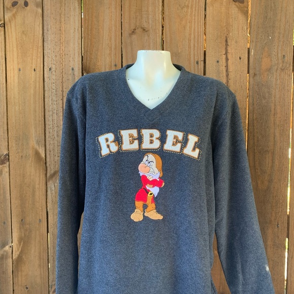 Y2K Vintage "Rebel" Disney V-Neck ladies fleece sweatshirt size XL. - Picture 1 of 8